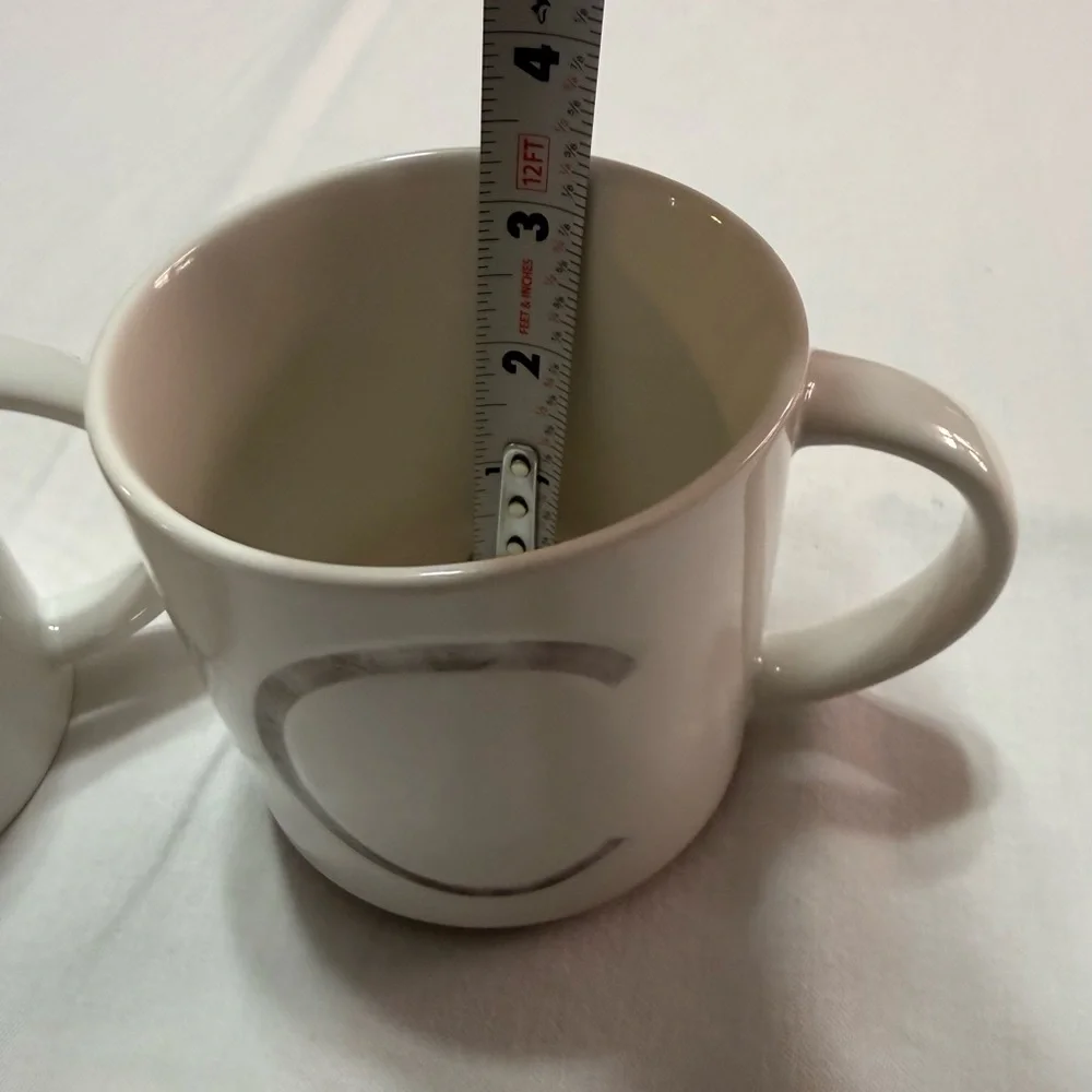 Williams Sonoma White Monogram Mugs